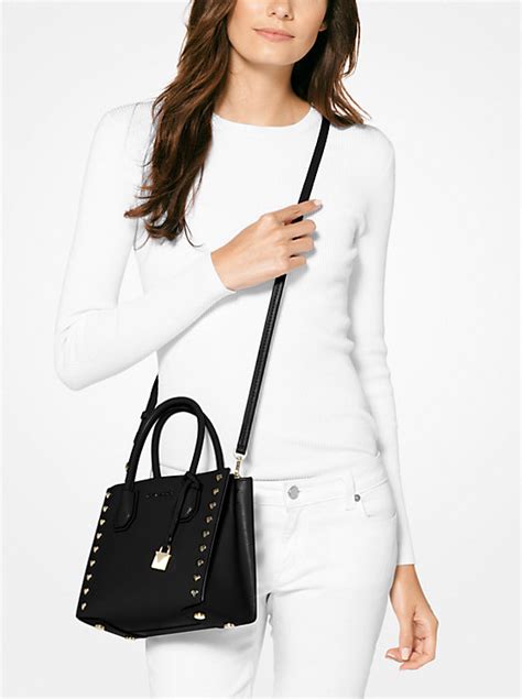 michael kors mercer studded leather crossbody|michael kors leather crossbody handbags.